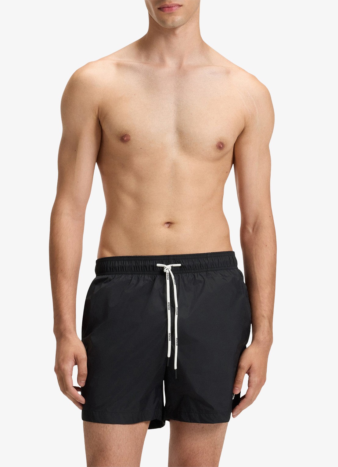 HUGO Volledig gevoerde zwemshort met contrastlogo - detail 4 black-001 / zwart
