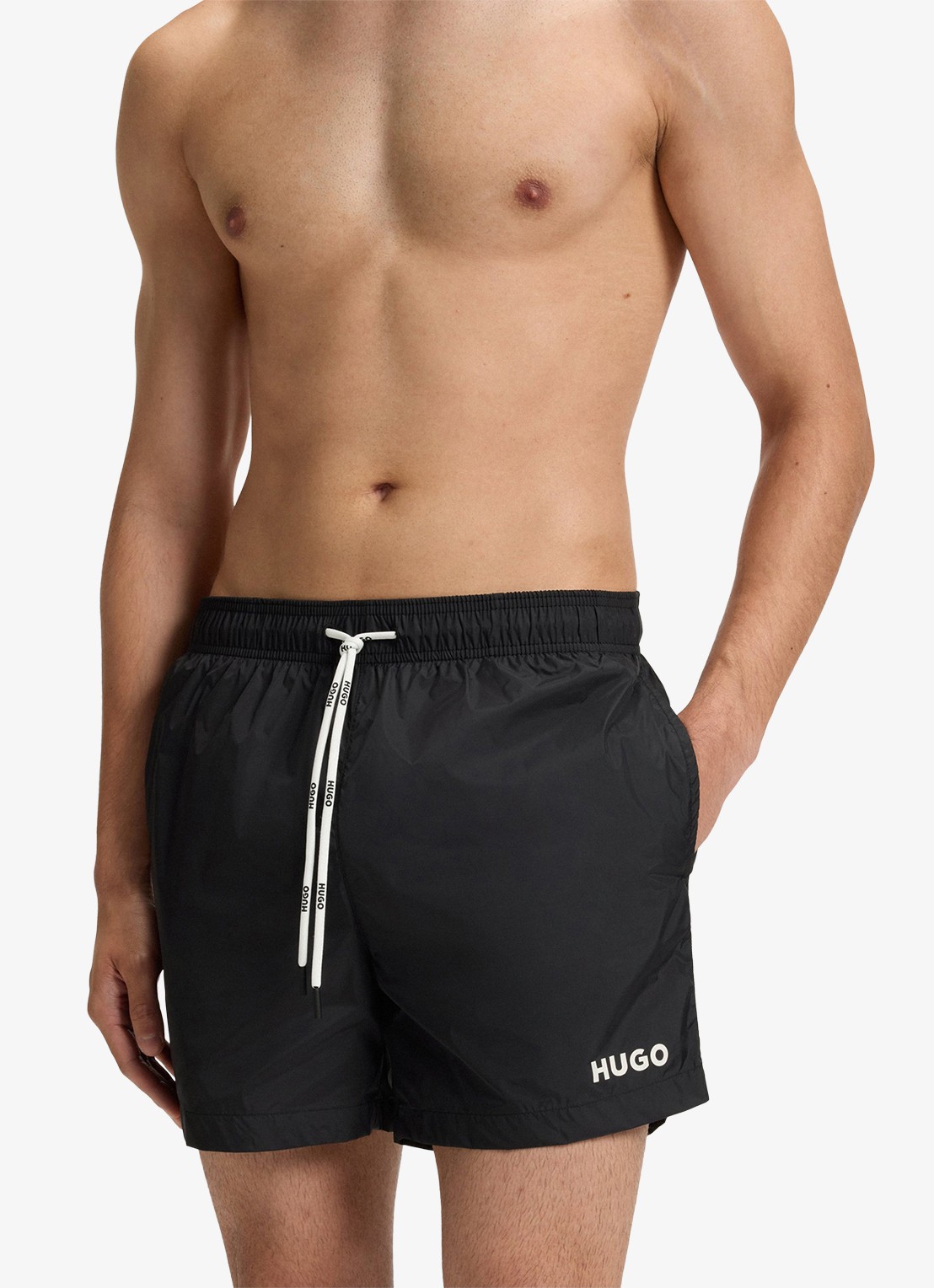 HUGO Volledig gevoerde zwemshort met contrastlogo - detail 5 black-001 / zwart
