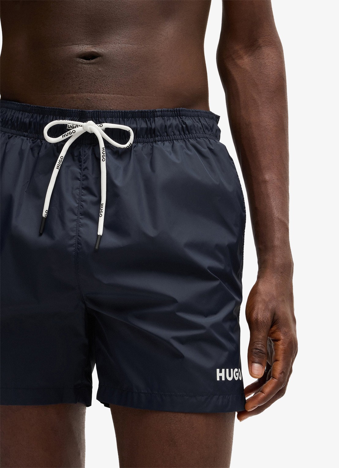 HUGO Volledig gevoerde zwemshort met contrastlogo - detail 4 dark blue-405 / blauw