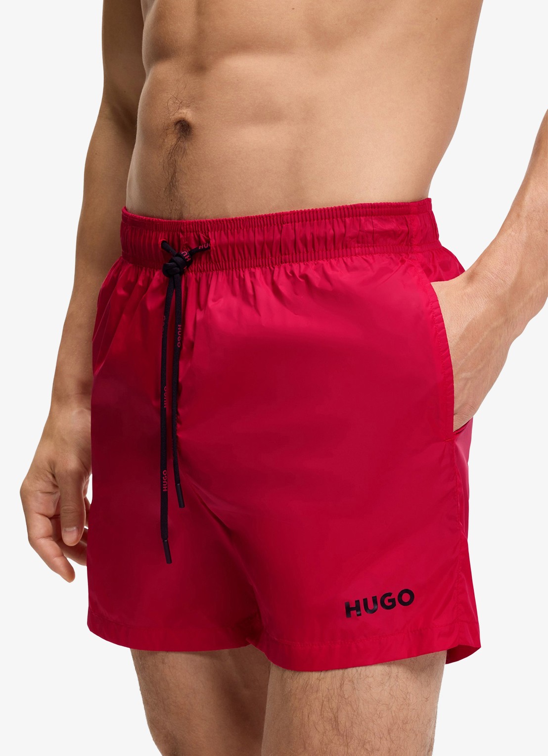 HUGO Volledig gevoerde zwemshort met contrastlogo - detail 5 open pink-693 / roze
