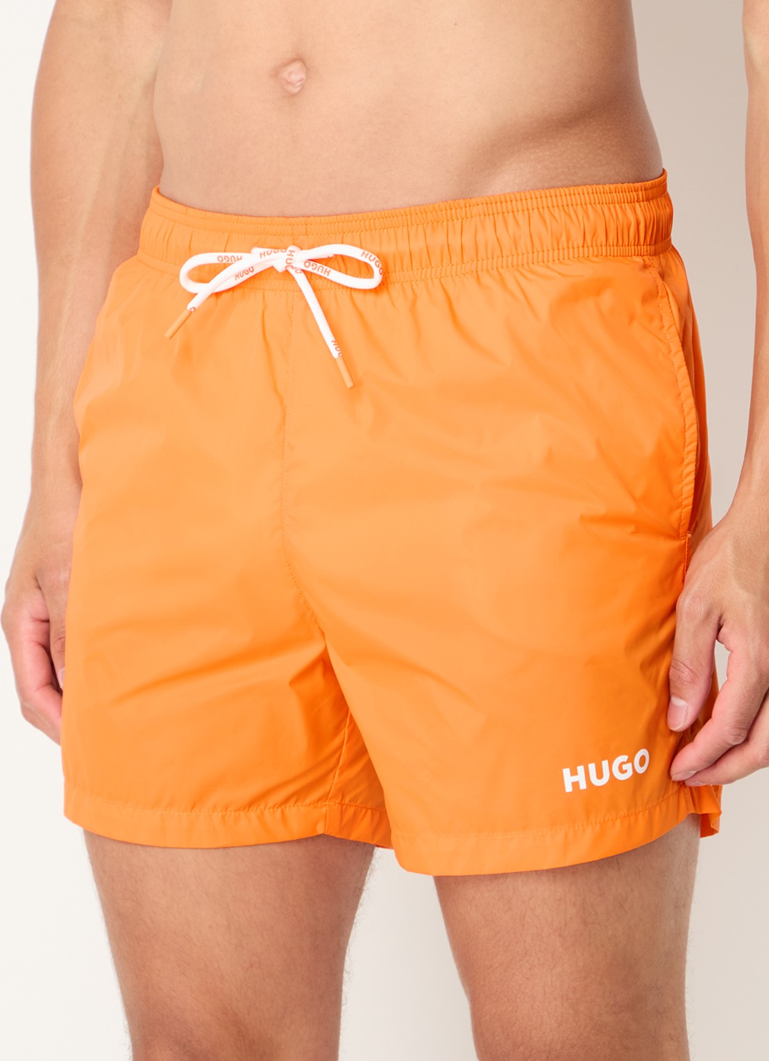HUGO Volledig gevoerde zwemshort met contrastlogo - detail 4 bright orange-820 / oranje