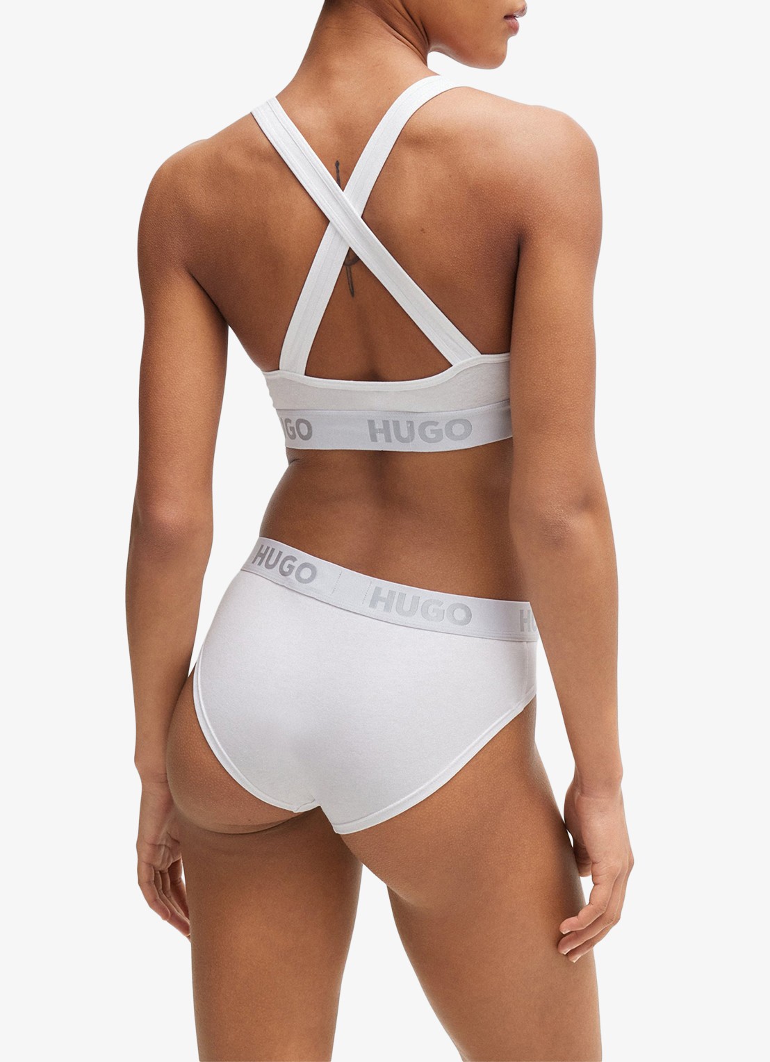 HUGO Voorgevormde bralette met logoband - achterkant 3 wit