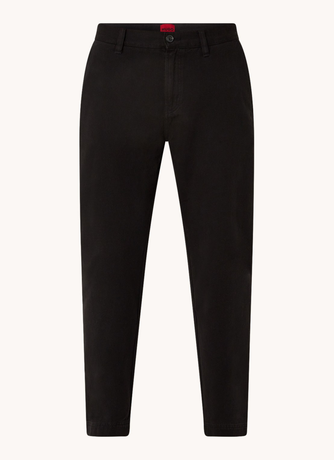 HUGO Zeebo tapered fit chino met steekzakken - voorkant 3 zwart
