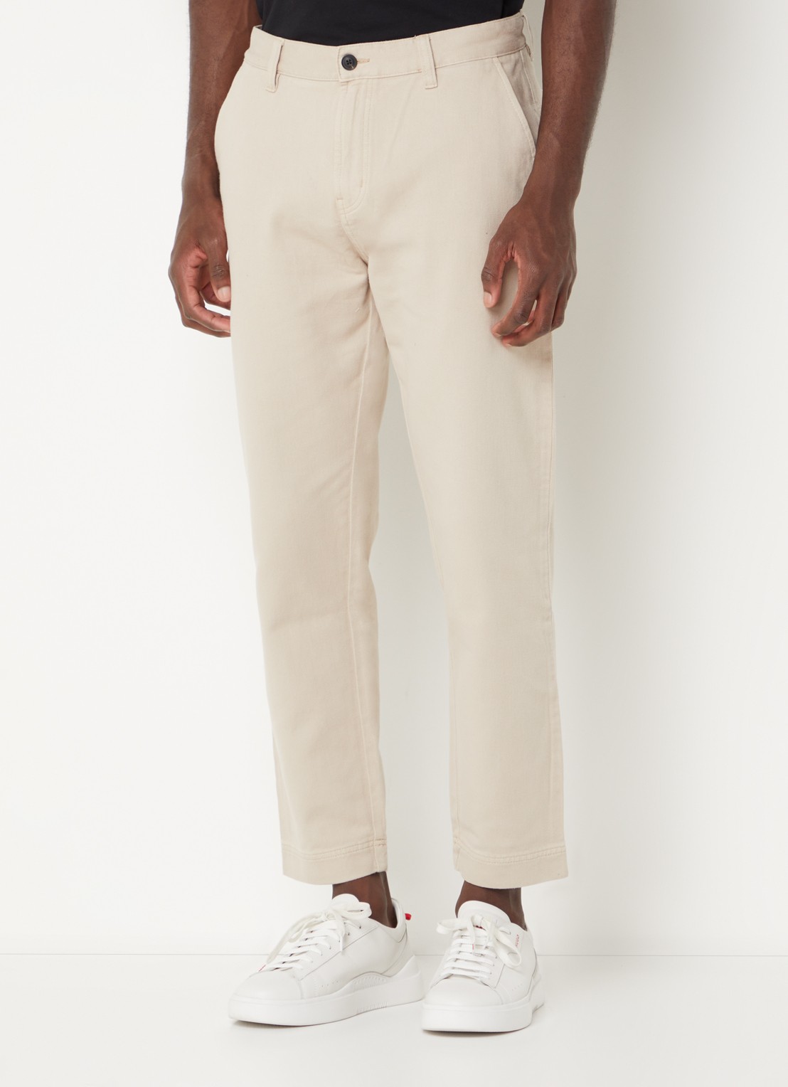 HUGO Zeebo tapered fit chino met steekzakken - detail beige
