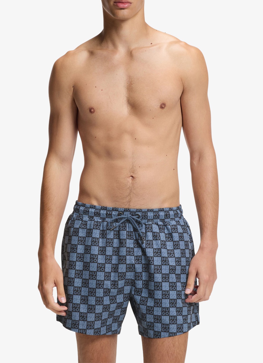 HUGO Zwemshorts met logo - voorkant 3 dark blue-401 / blauw