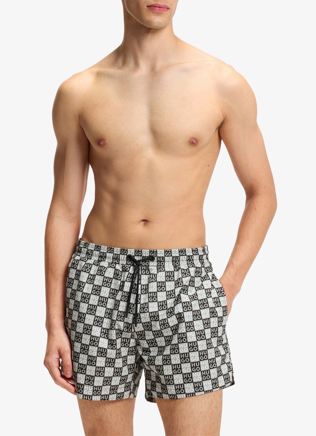 HUGO Zwemshorts met logo - voorkant 3 dark green-306 / groen