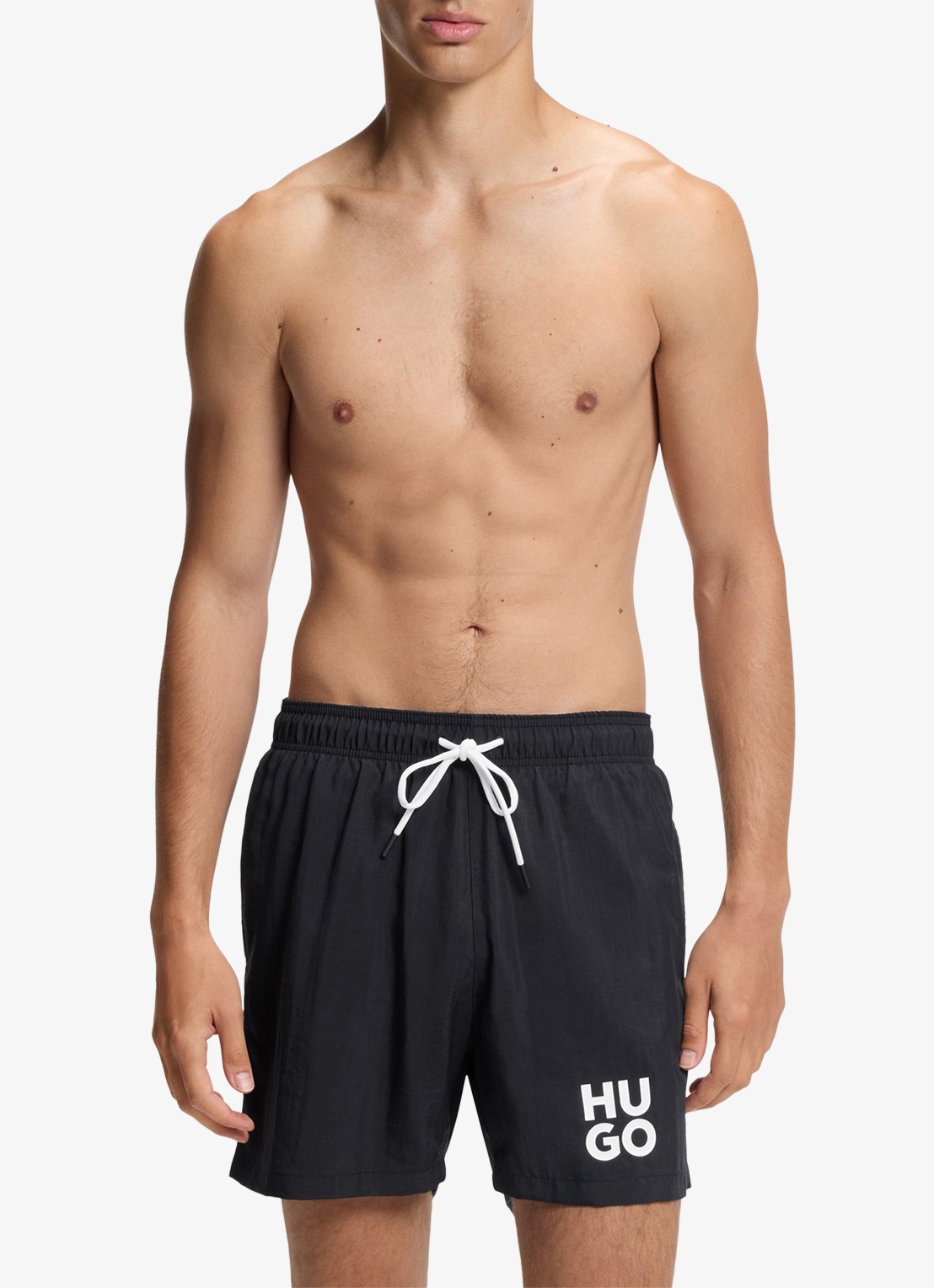 HUGO Zwemshorts met steekzakken en logo - detail 3 black-001 / zwart
