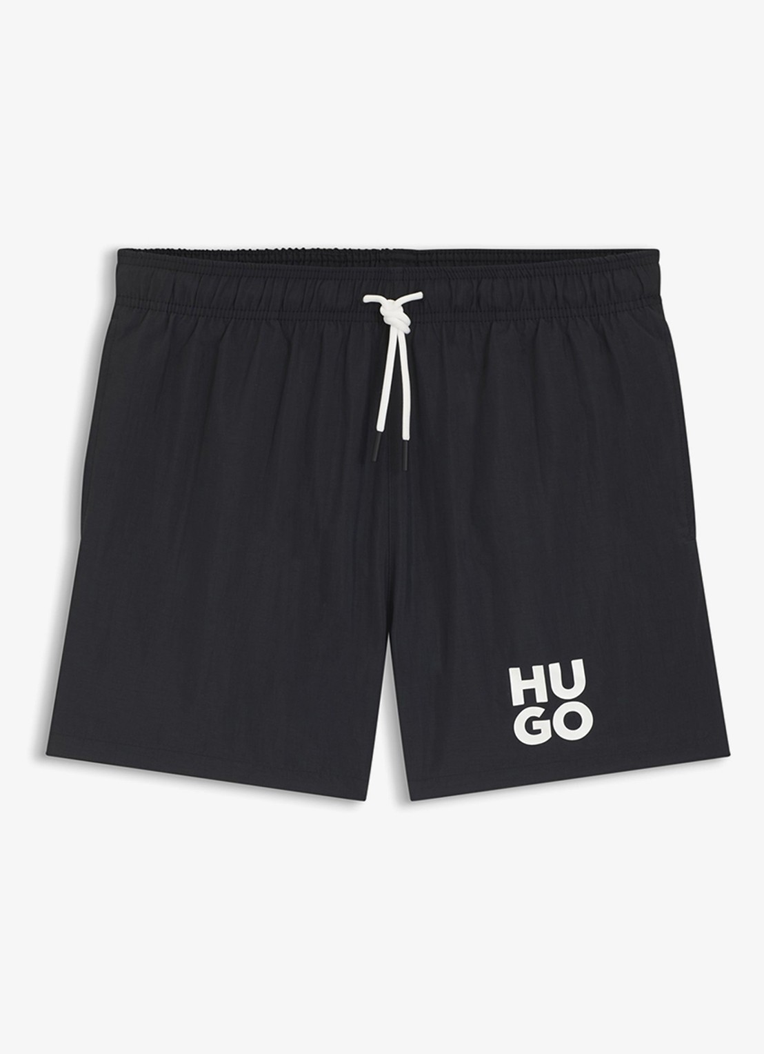 HUGO Zwemshorts met steekzakken en logo - voorkant black-001 / zwart