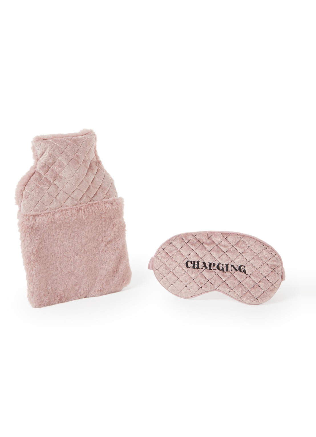 Hunkemöller Cleo slaapmasker en kruik van fluweel en rubber  - voorkant 2 oudroze