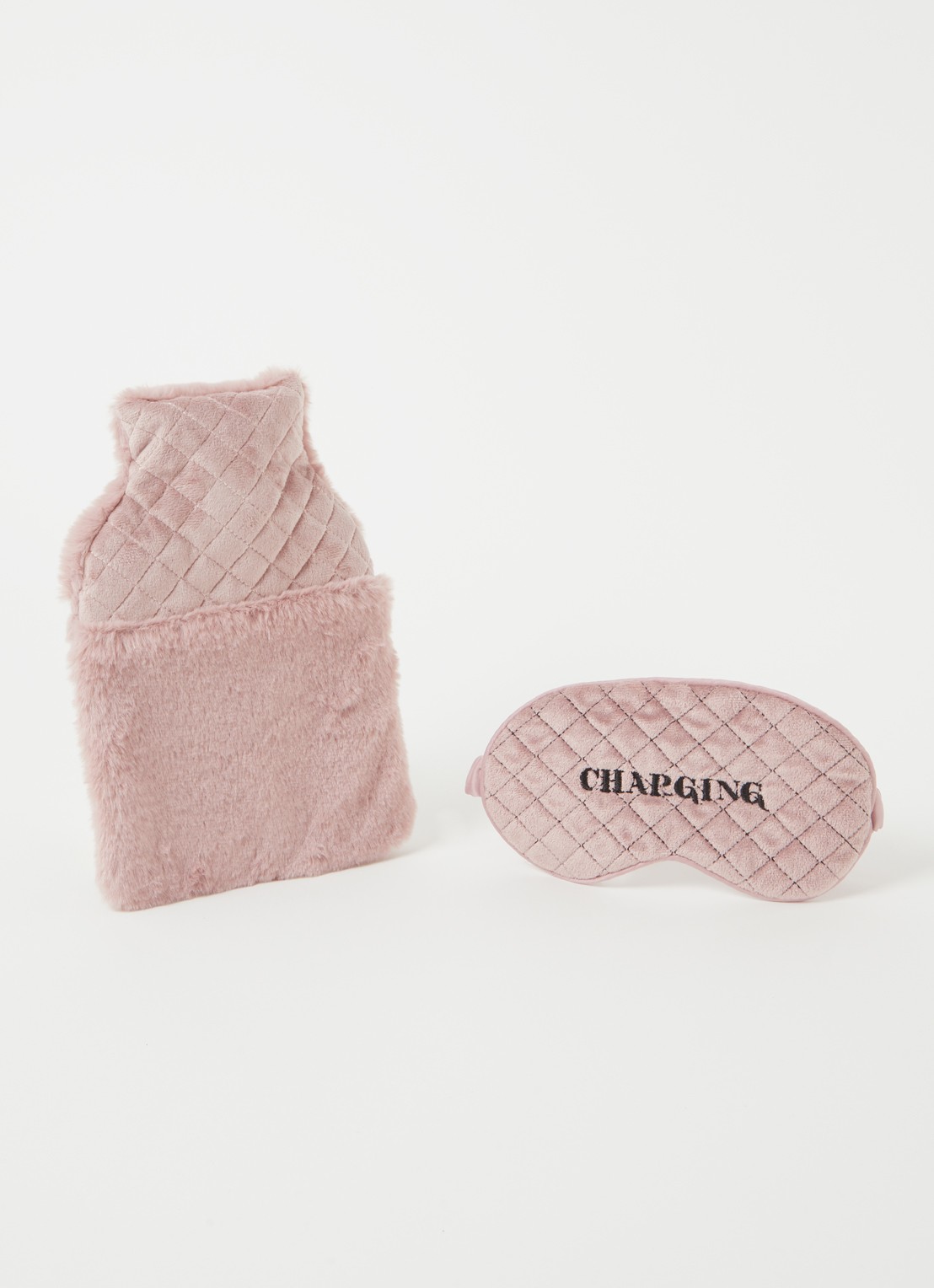 Hunkemöller Cleo slaapmasker en kruik van fluweel en rubber  - voorkant 3 oudroze
