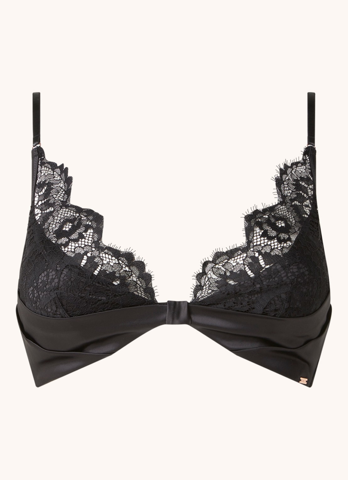 Hunkemöller Hannako bralette van kant met satijn - voorkant 2 zwart