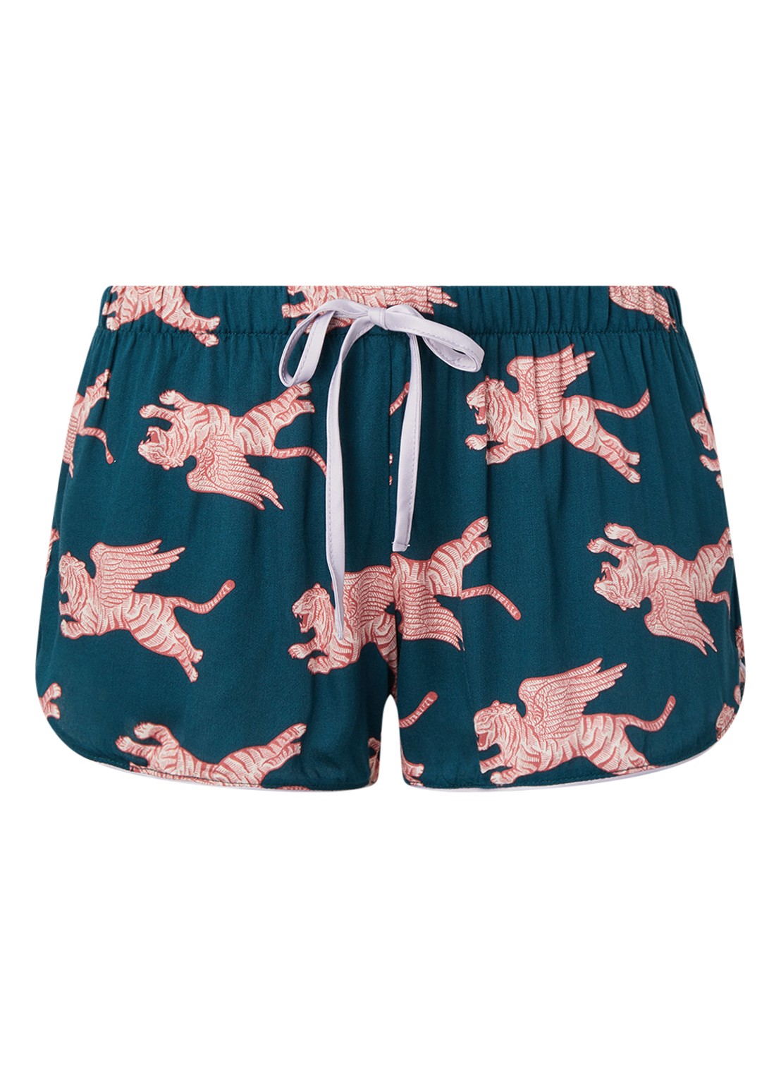 Hunkemöller Pyjamashorts met print - voorkant donkergroen