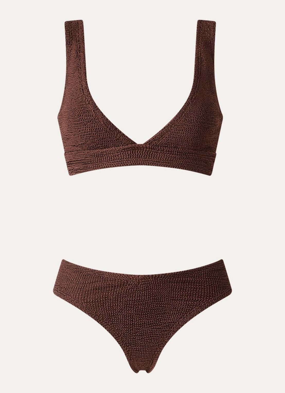 Hunza G Angel bikiniset met structuur - voorkant chocoladebruin
