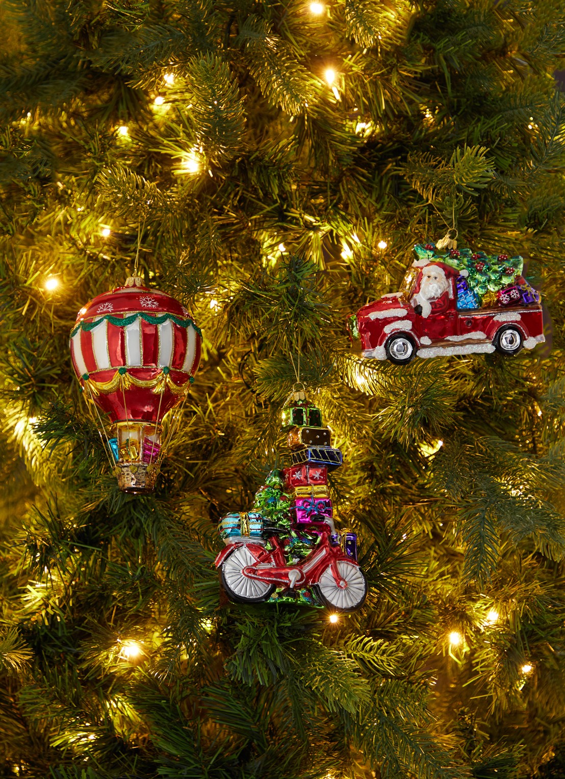 Huras Family Bike with christmas tree kersthanger 18,5 cm - voorkant 2 multicolor