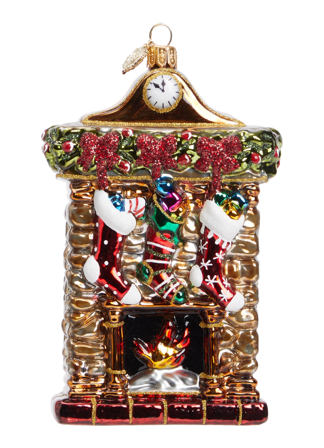 Huras Family Fireplace with stockings kersthanger 15 cm - voorkant 2 multicolor