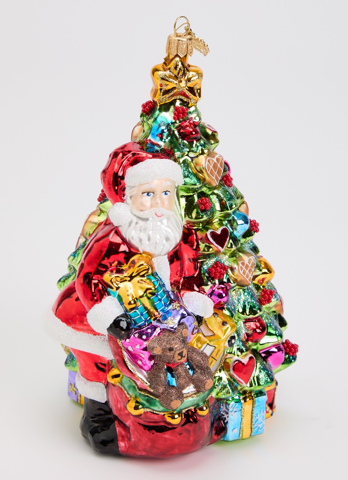 Huras Family Kerstman met kerstboom kersthanger 19 cm - detail 3 multicolor