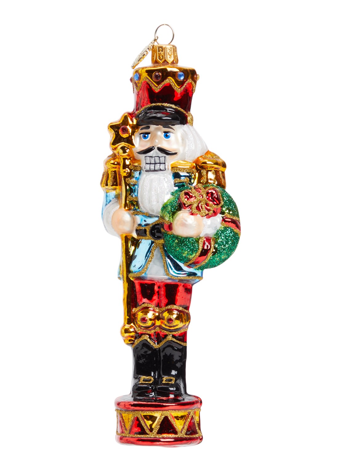 Huras Family Nutcracker With Stick kersthanger 18 cm - voorkant rood