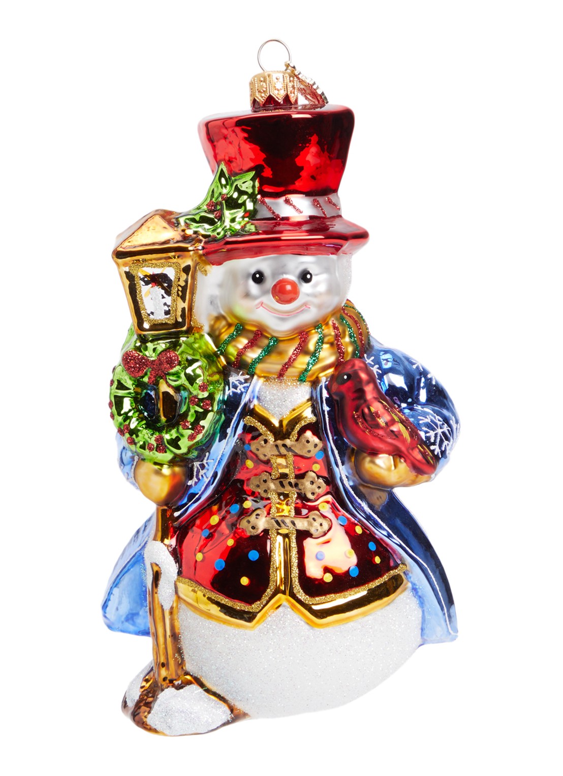 Huras Family Snowman with lantern kersthanger 16,5 cm - voorkant 2 multicolor