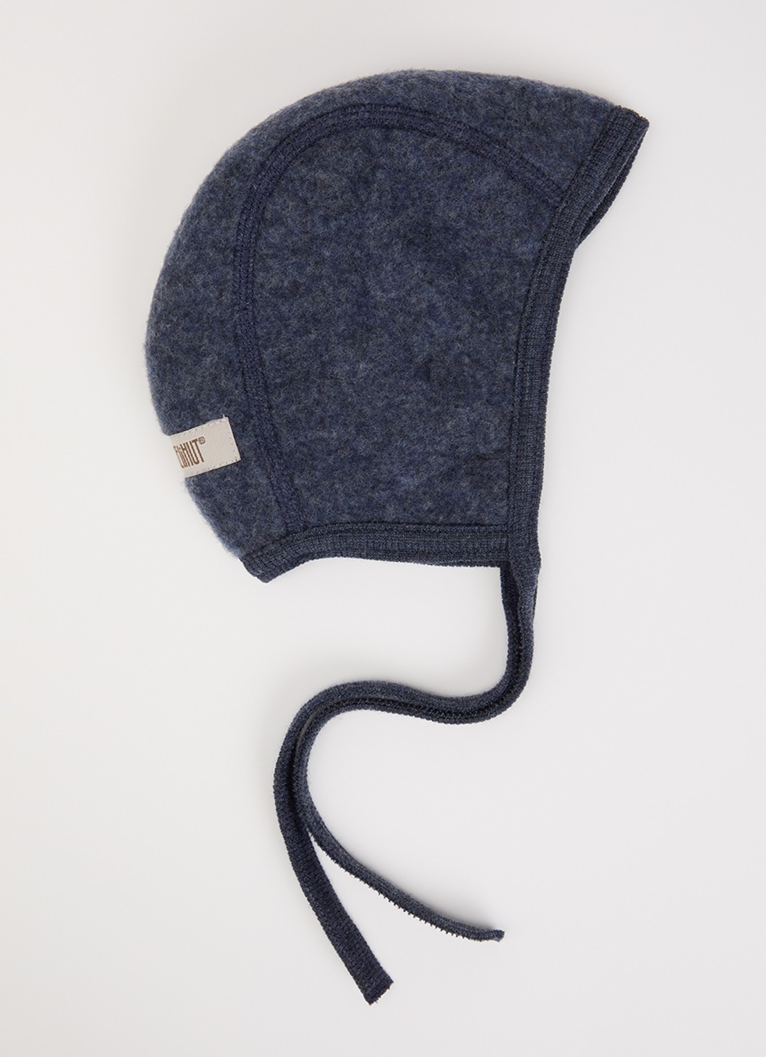 Huttelihut Babymuts van merino wol - voorkant donkerblauw