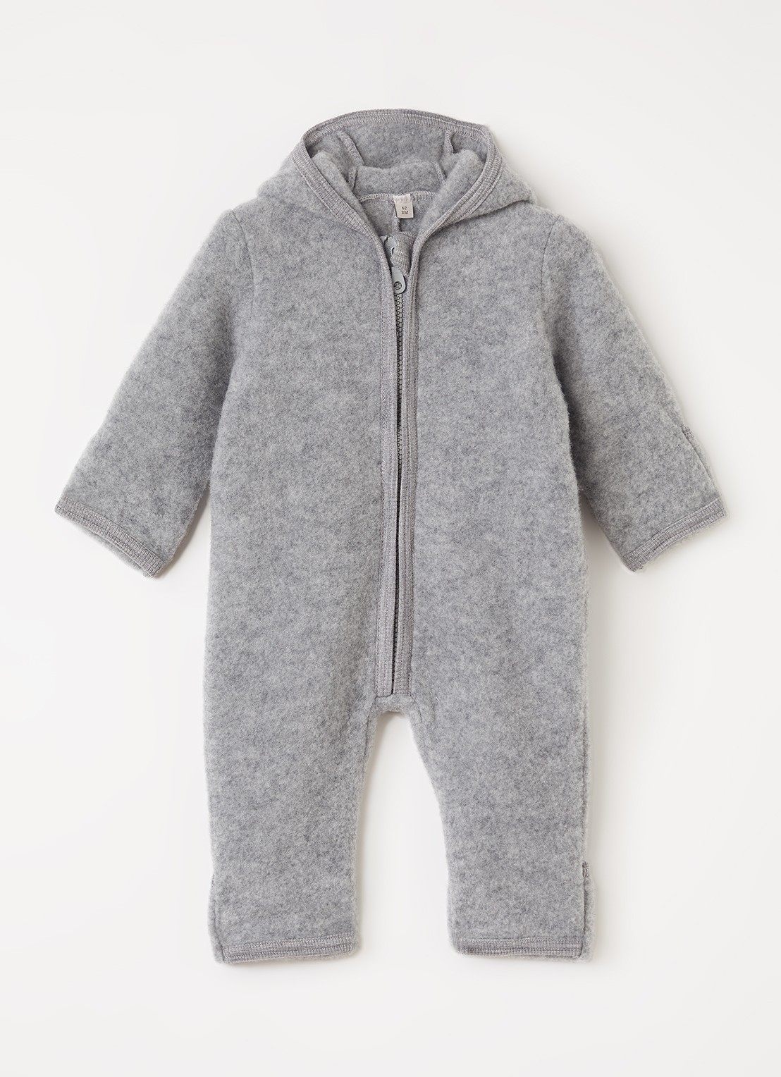 Huttelihut Babypak van wol met capuchon - voorkant grijs