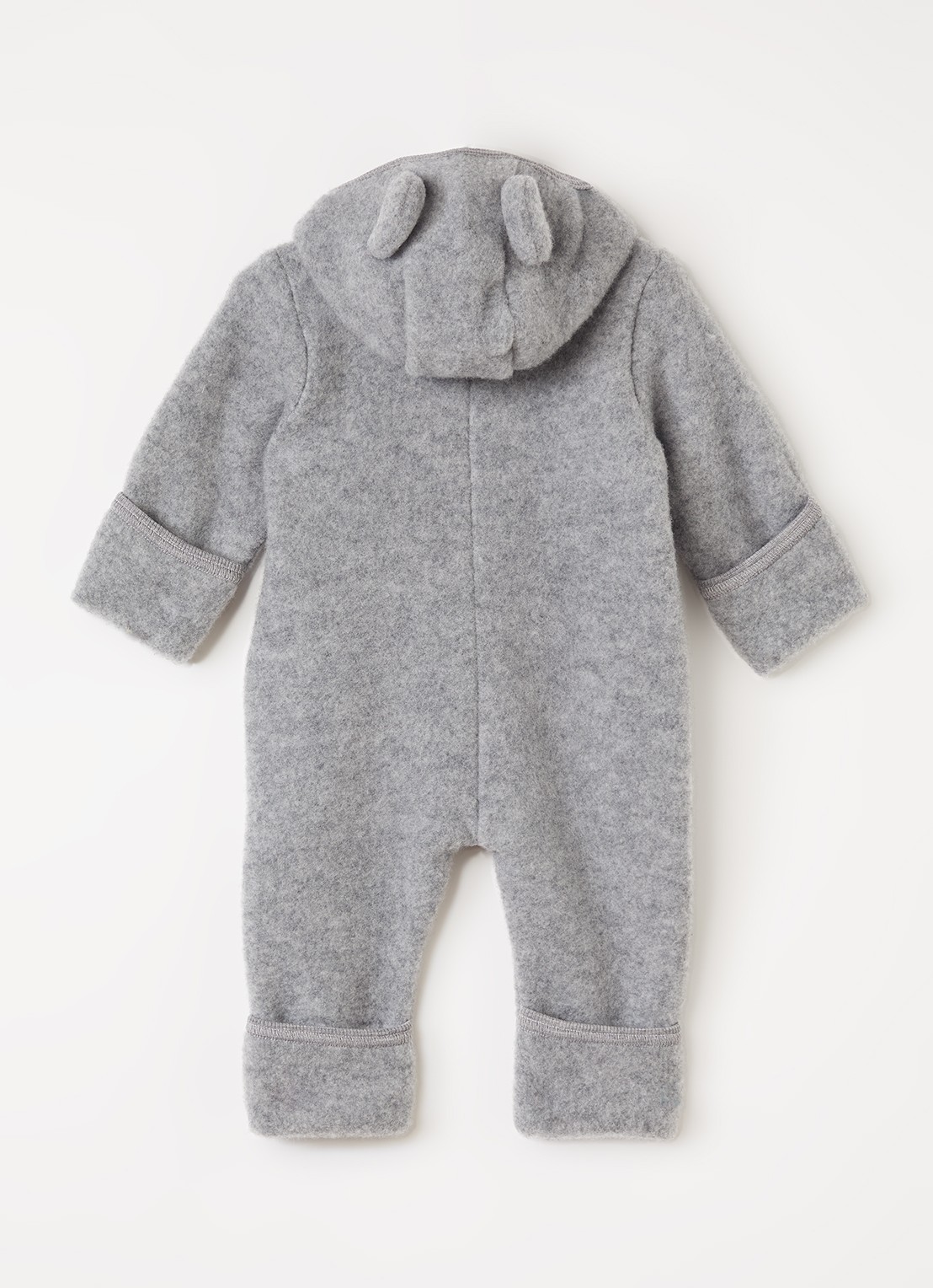 Huttelihut Babypak van wol met capuchon - voorkant 2 grijs