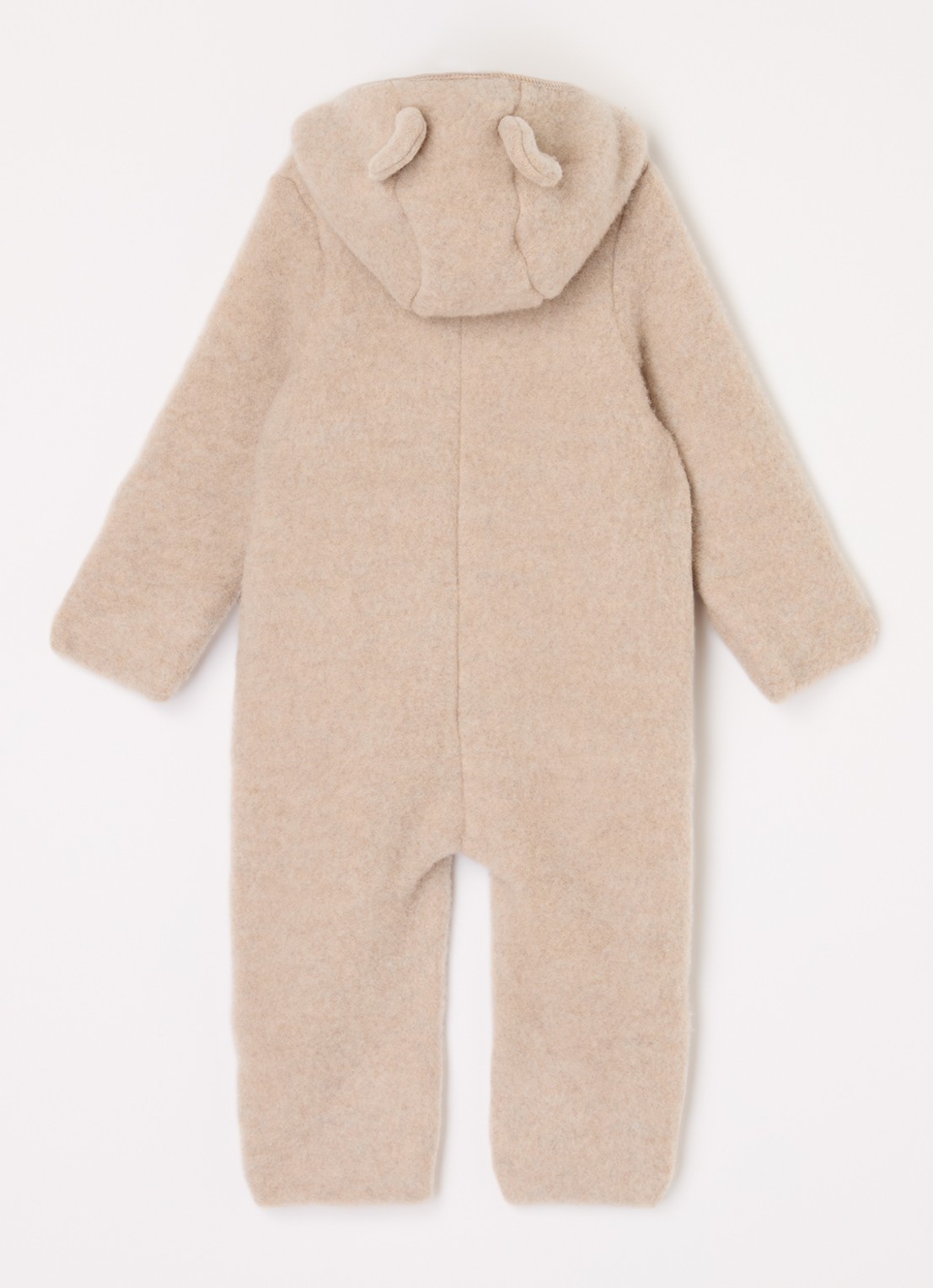 Huttelihut Babypak van wol met capuchon - voorkant 2 lichtbruin