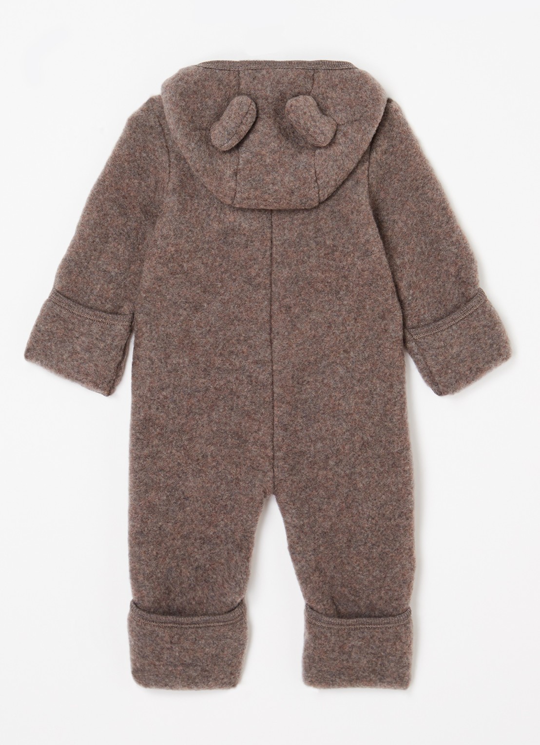 Huttelihut Babypak van wol met capuchon - voorkant 2 donkerbruin