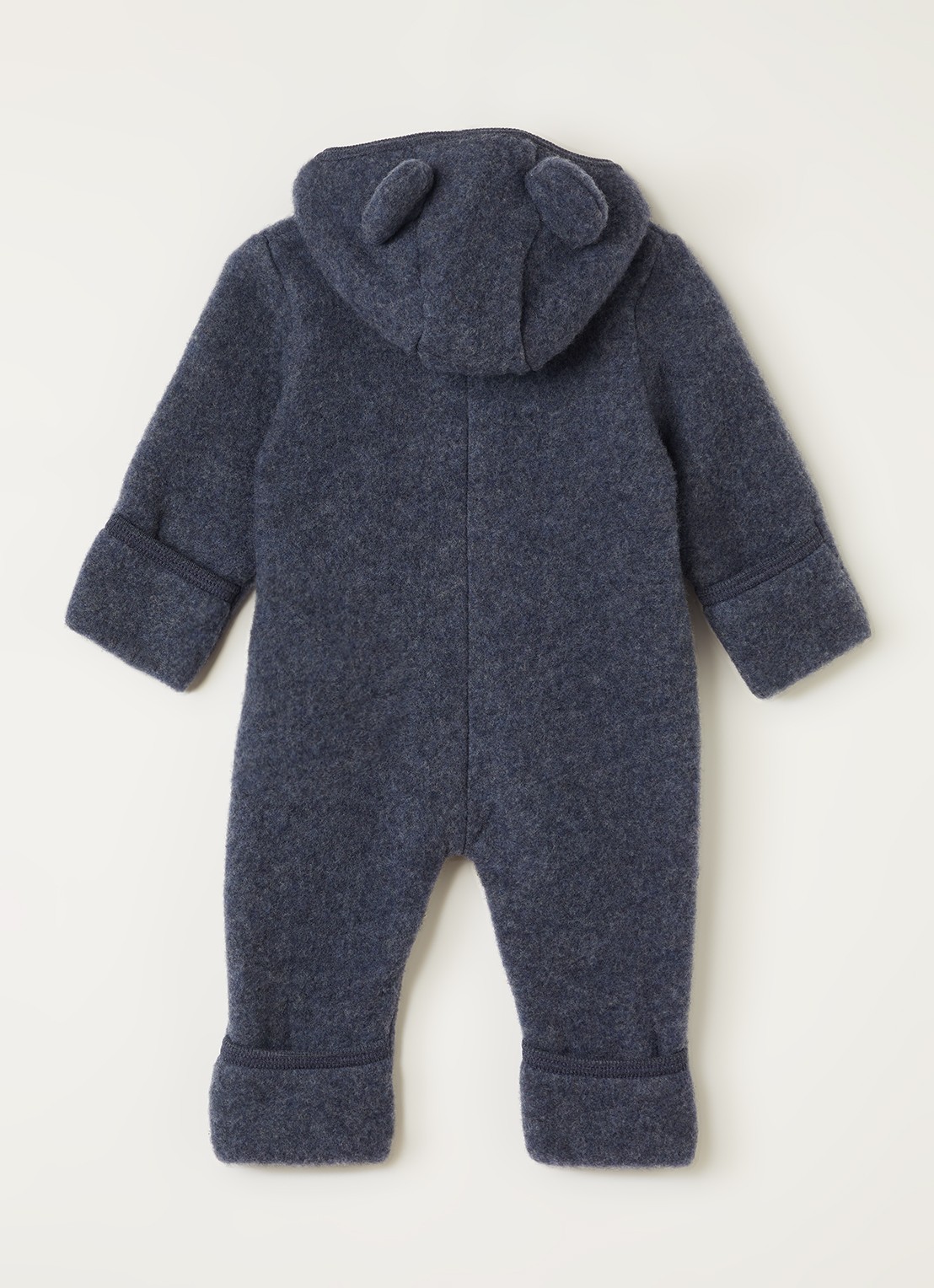 Huttelihut Babypak van wol met capuchon - voorkant 2 blauw