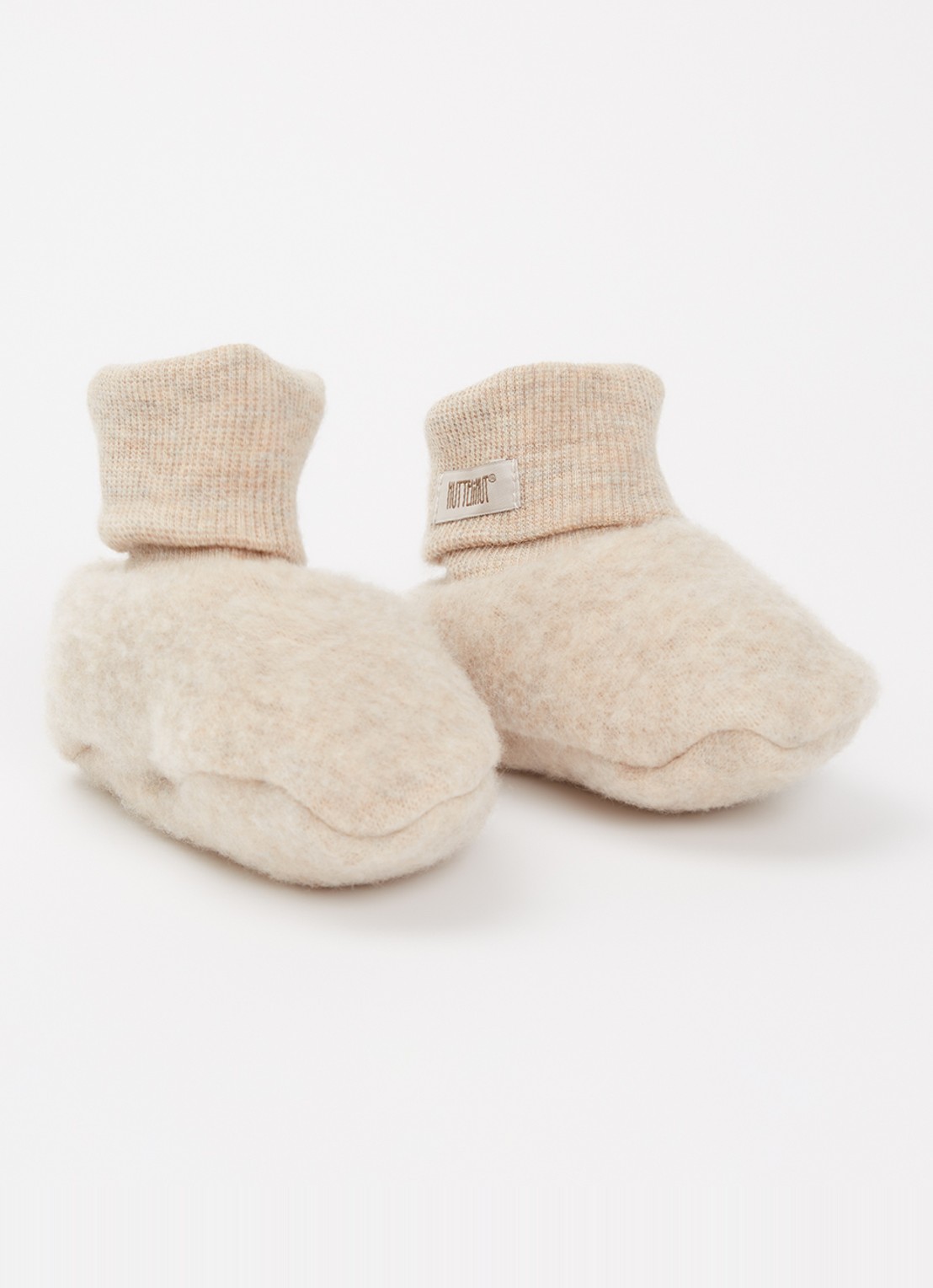 Huttelihut Babyslofje van merino wol - voorkant 2 beige