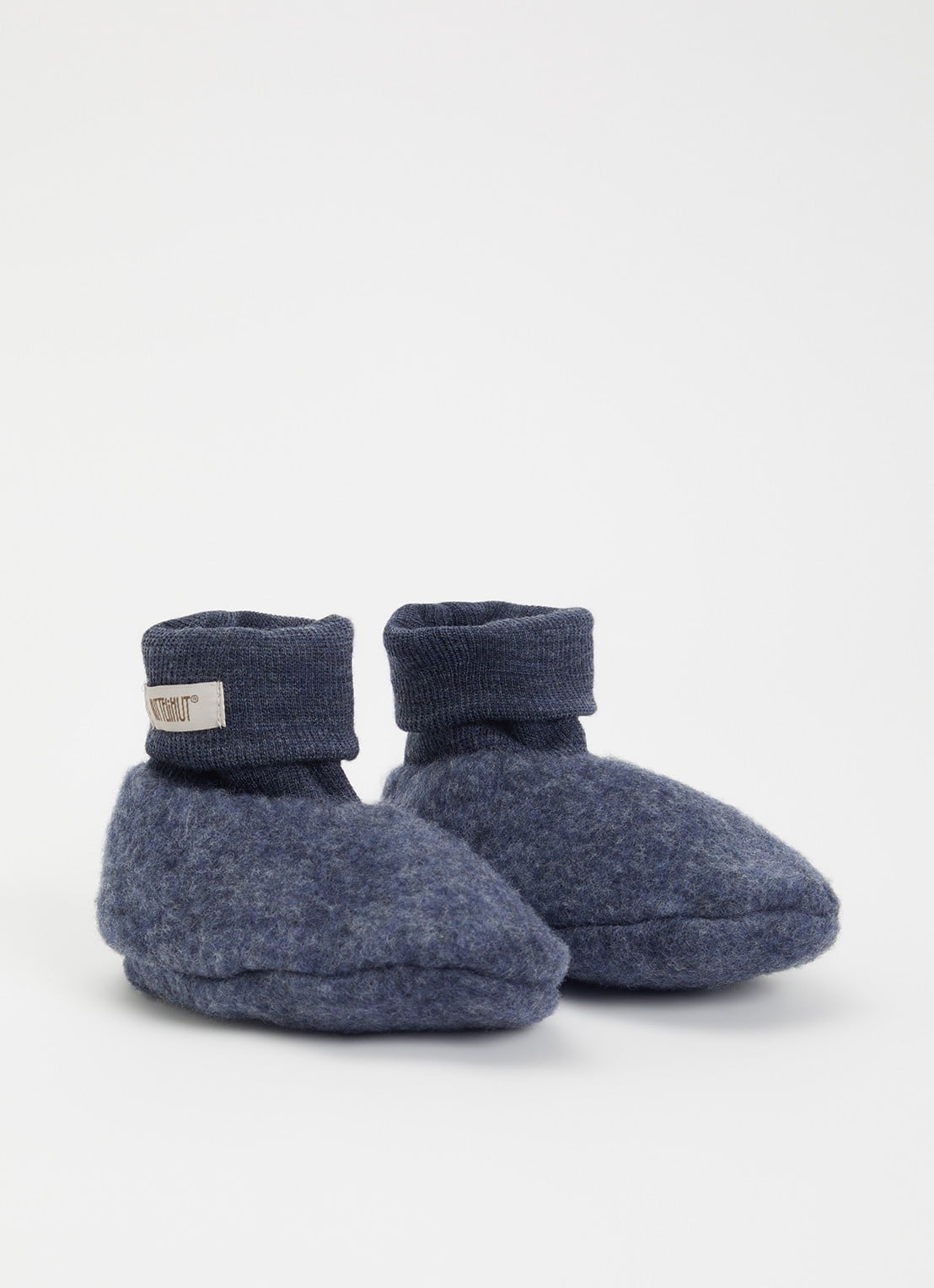 Huttelihut Babyslofje van merino wol - voorkant donkerblauw