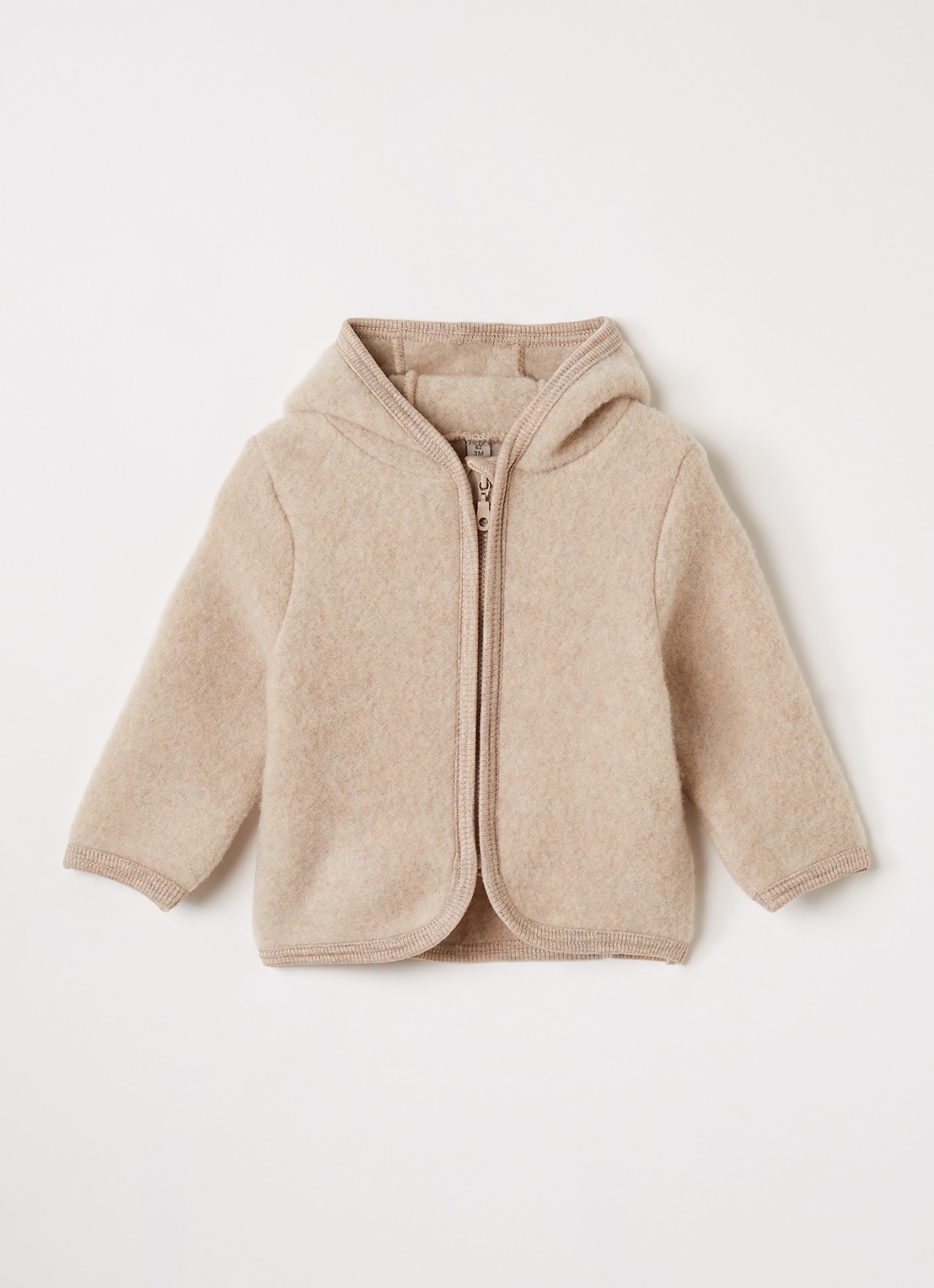 Huttelihut Jack van merino wol met capuchon - voorkant beige
