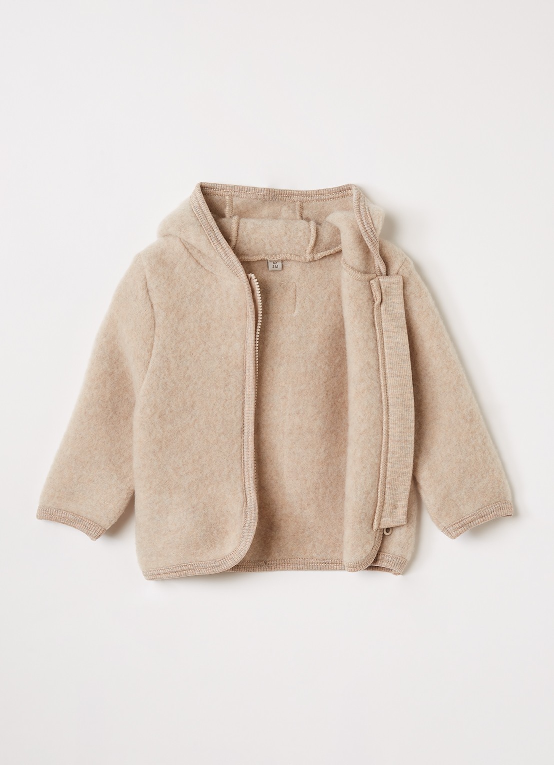 Huttelihut Jack van merino wol met capuchon - voorkant 2 beige