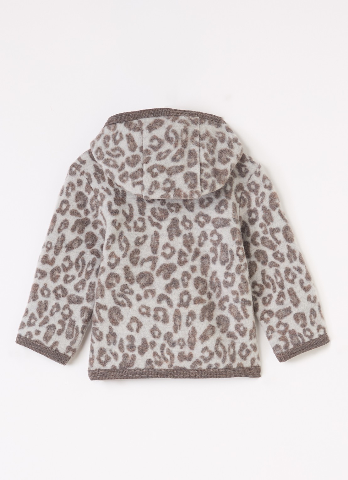 Huttelihut Jack van merino wol met panterprint - achterkant camel