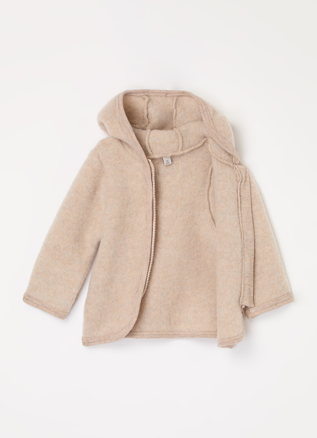 Huttelihut Jack van wol met capuchon - voorkant 2 beige
