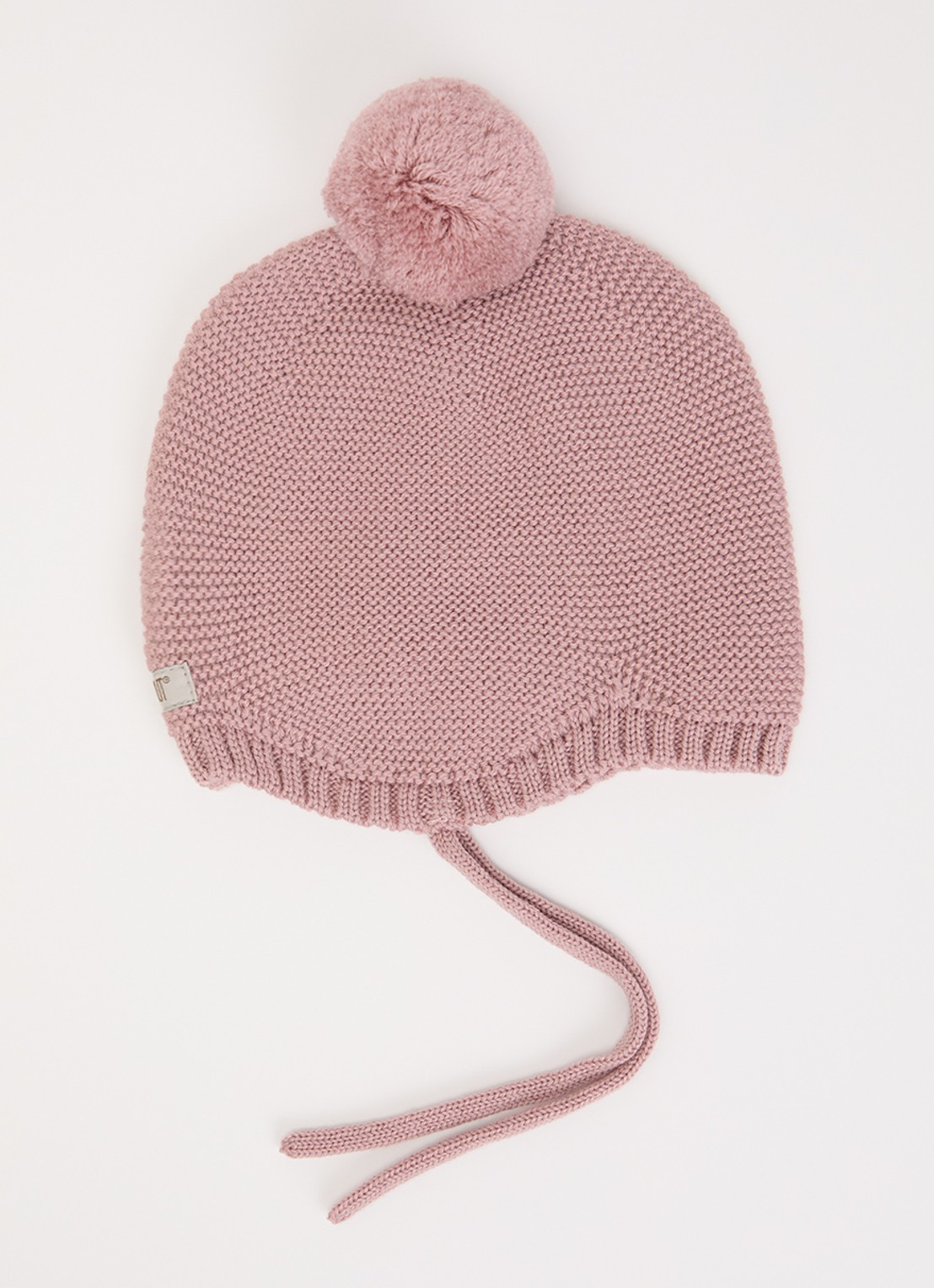 Huttelihut Ribgebreide muts van wol - voorkant roze