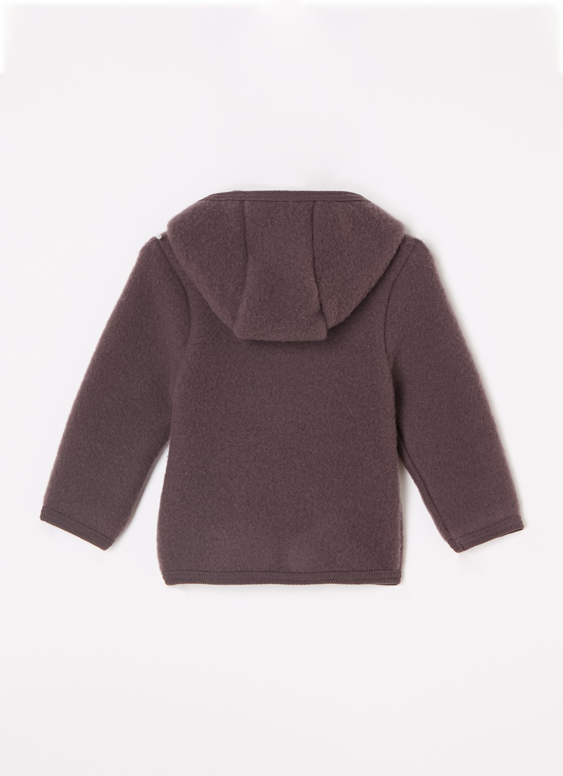 Huttelihut Vest van wol met capuchon - achterkant 3 taupe