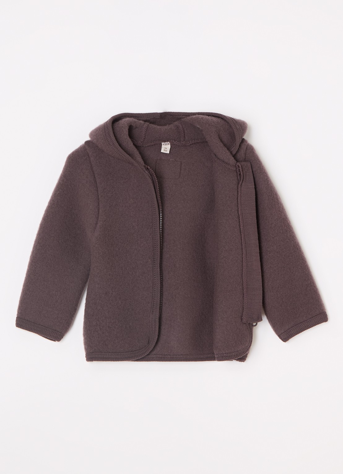 Huttelihut Vest van wol met capuchon - voorkant 2 taupe