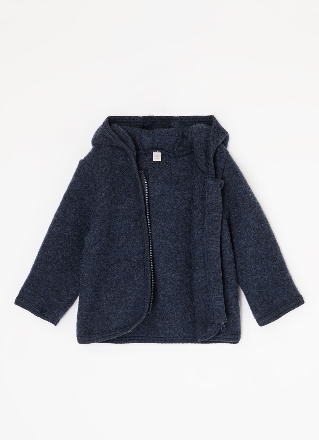 Huttelihut Vest van wol met capuchon - voorkant 3 royalblauw