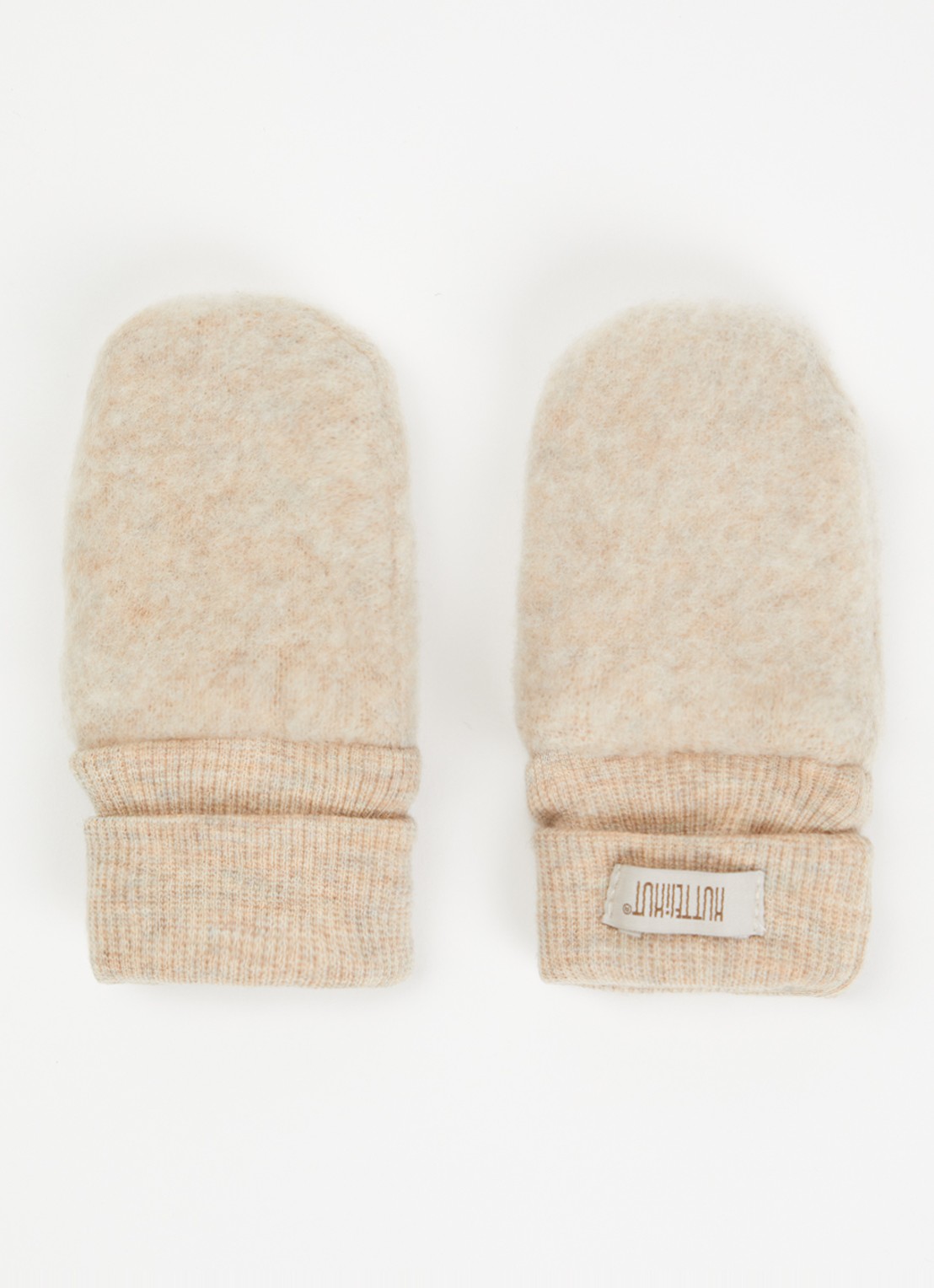 Huttelihut Wanten van merino wol - voorkant beige