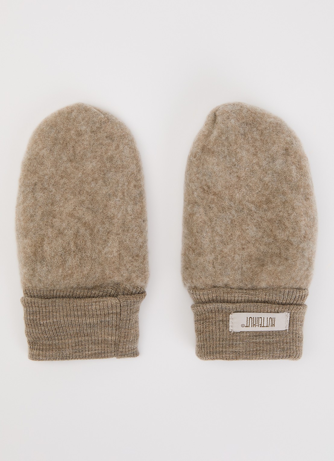 Huttelihut Wanten van merino wol - voorkant 2 donkerbeige