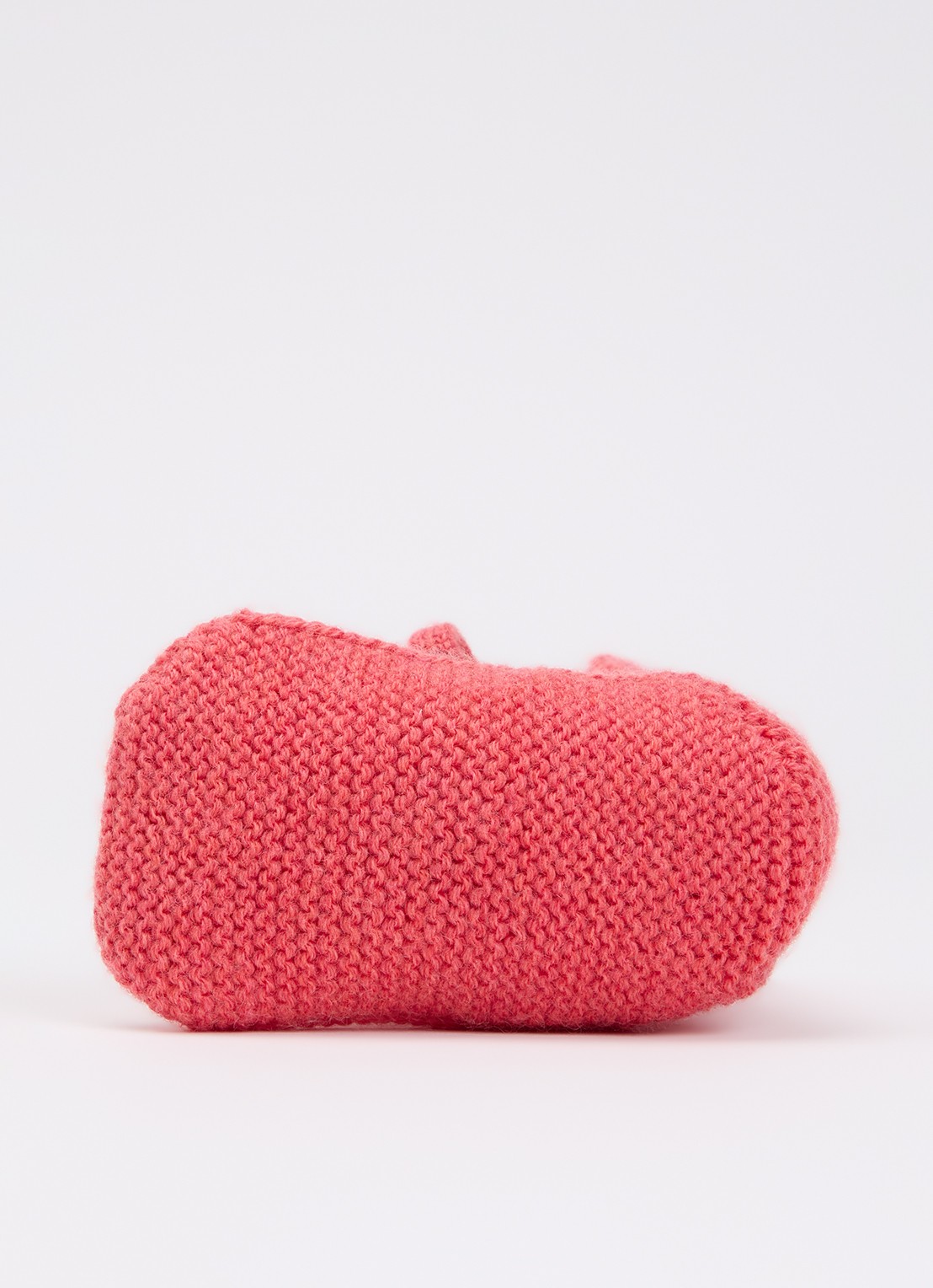 Hvid Babyslofjes van merino wol - detail 4 donkerroze