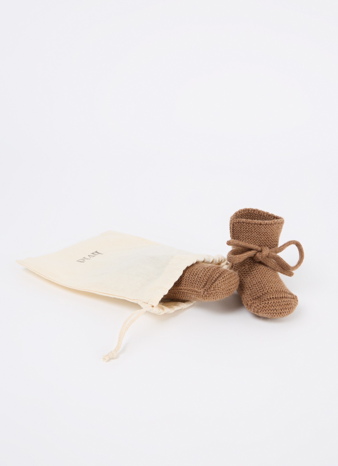 Hvid Babyslofjes van merino wol - detail 3 bruin