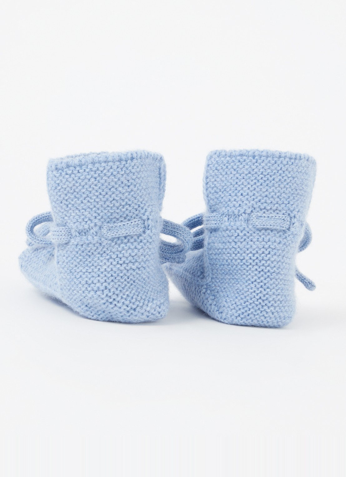 Hvid Babyslofjes van merino wol - detail 3 lichtblauw