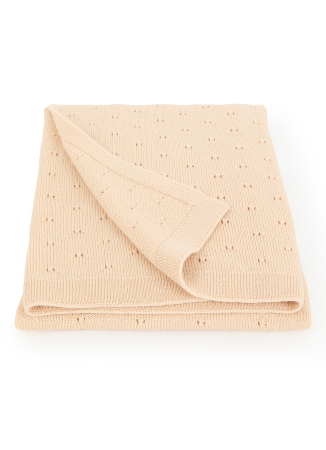 Hvid Bibi wiegdeken van merino wol 70 x 95 cm - voorkant beige