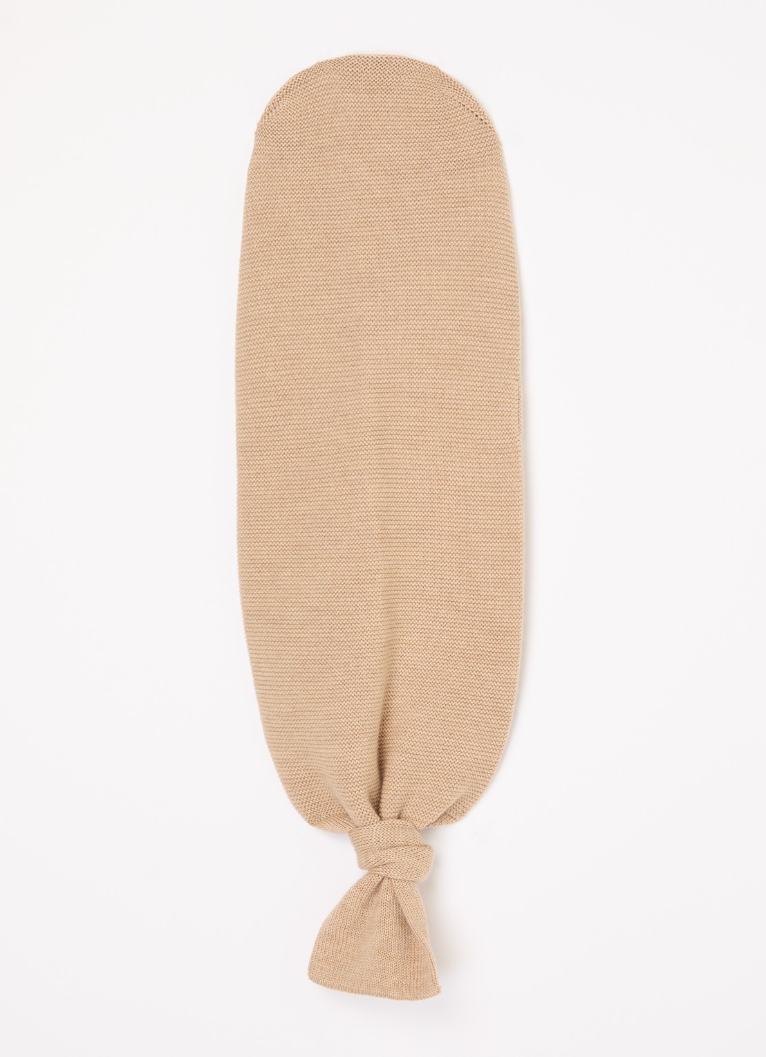 Hvid Cocoon van merino wol - achterkant zand