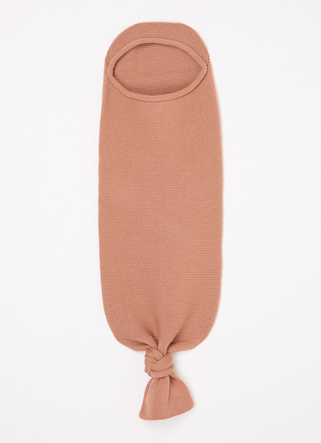 Hvid Cocoon van merino wol - voorkant 2 roestbruin