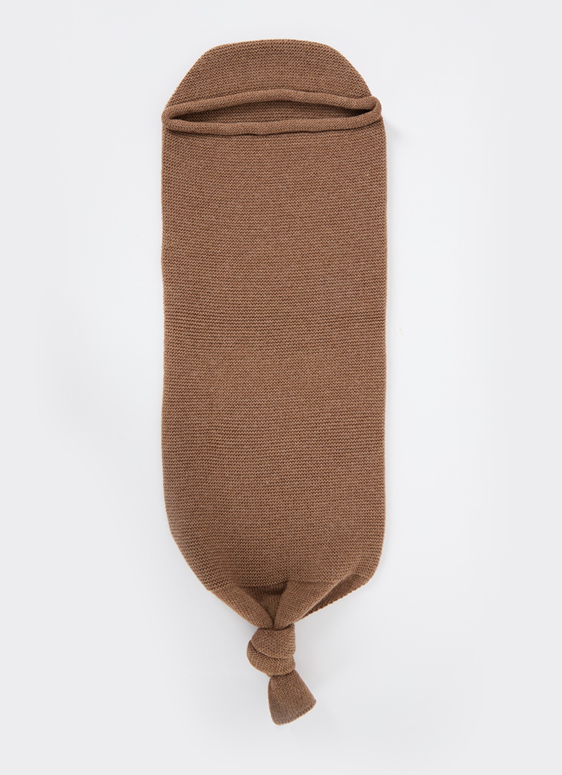 Hvid Cocoon van merino wol - voorkant bruin