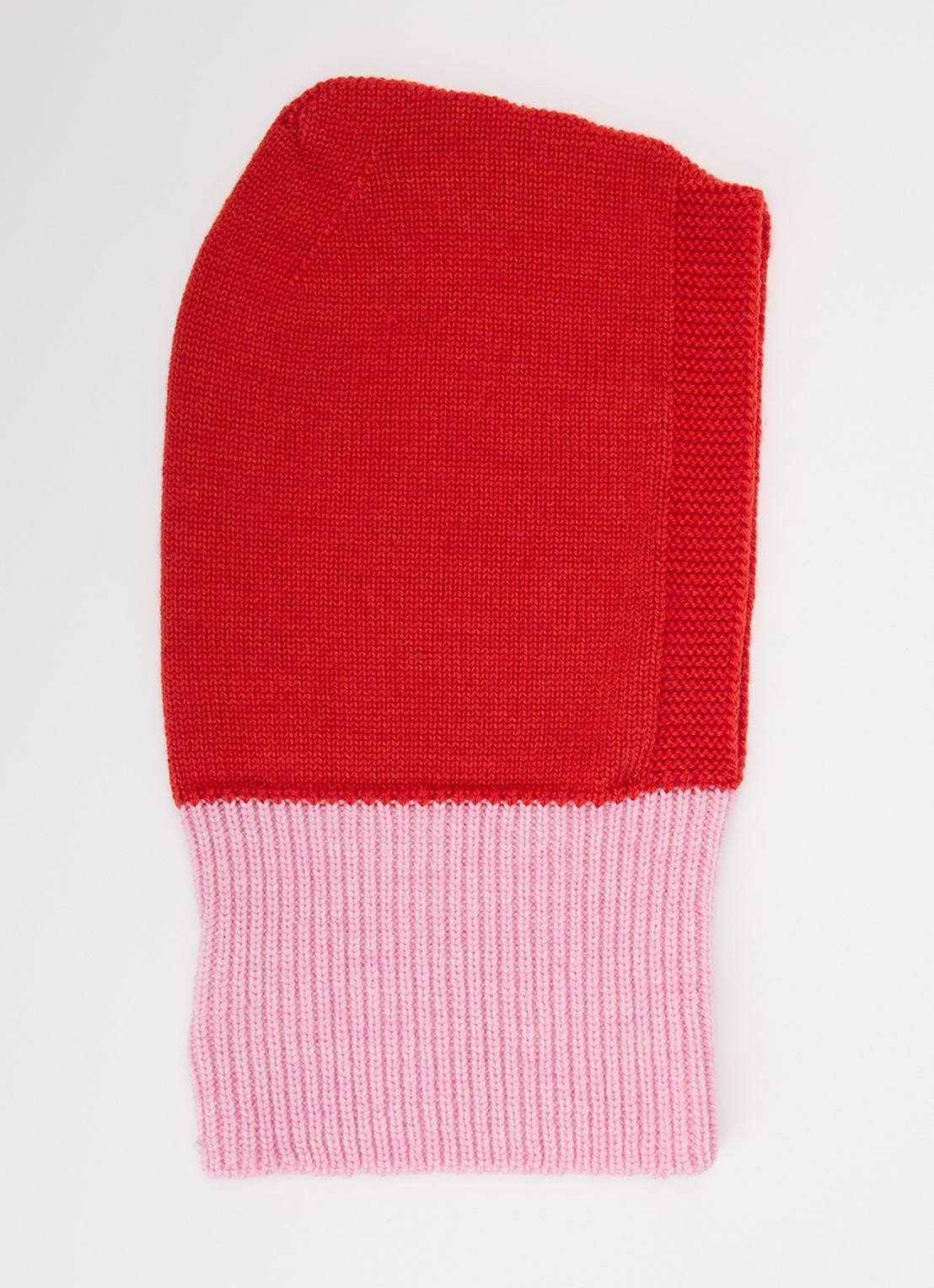 Hvid Eddy balaclava van merino wol - voorkant rood