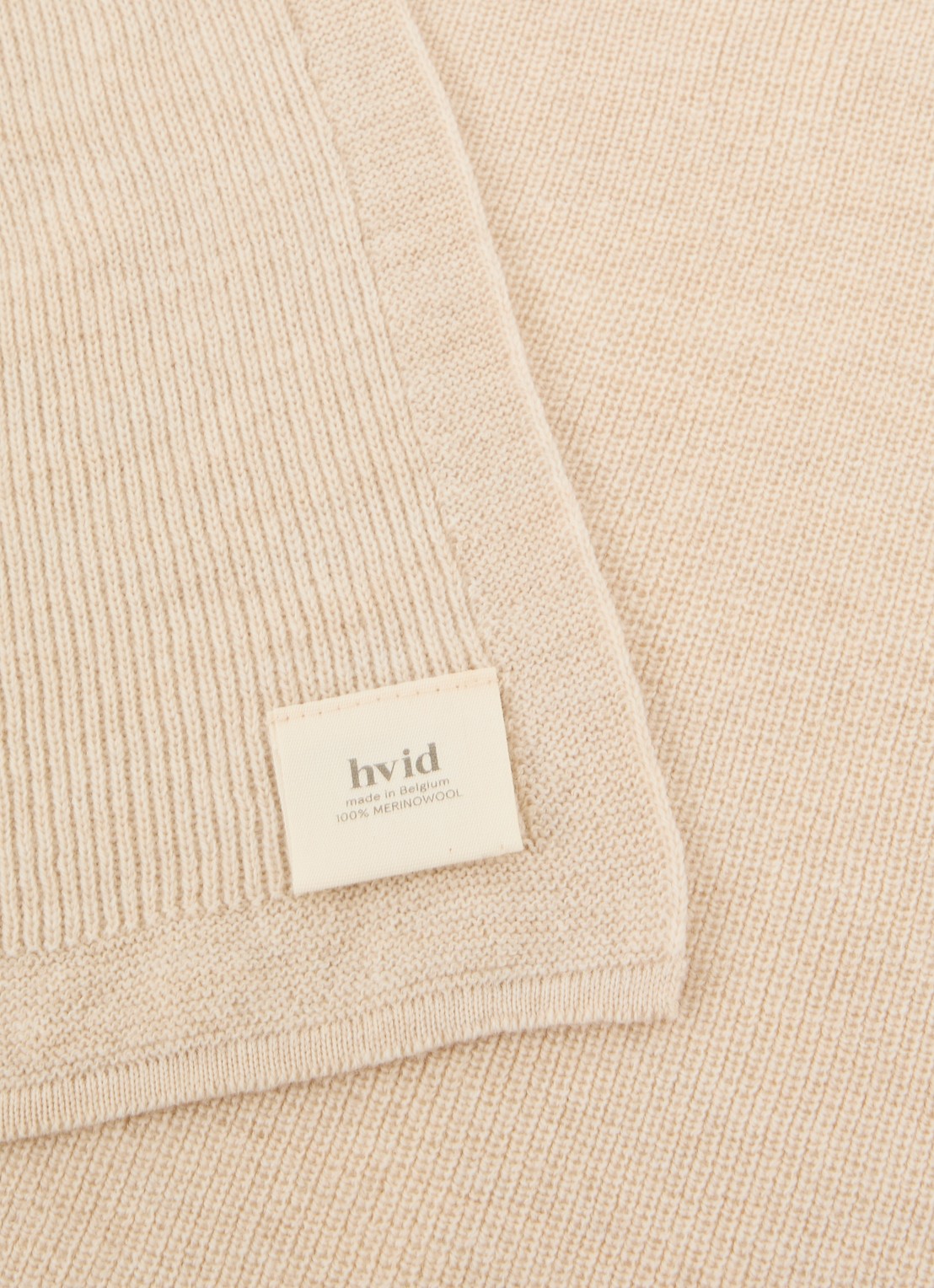 Hvid Felix wiegdeken van merino wol 70 x 95 cm - voorkant 2 beige