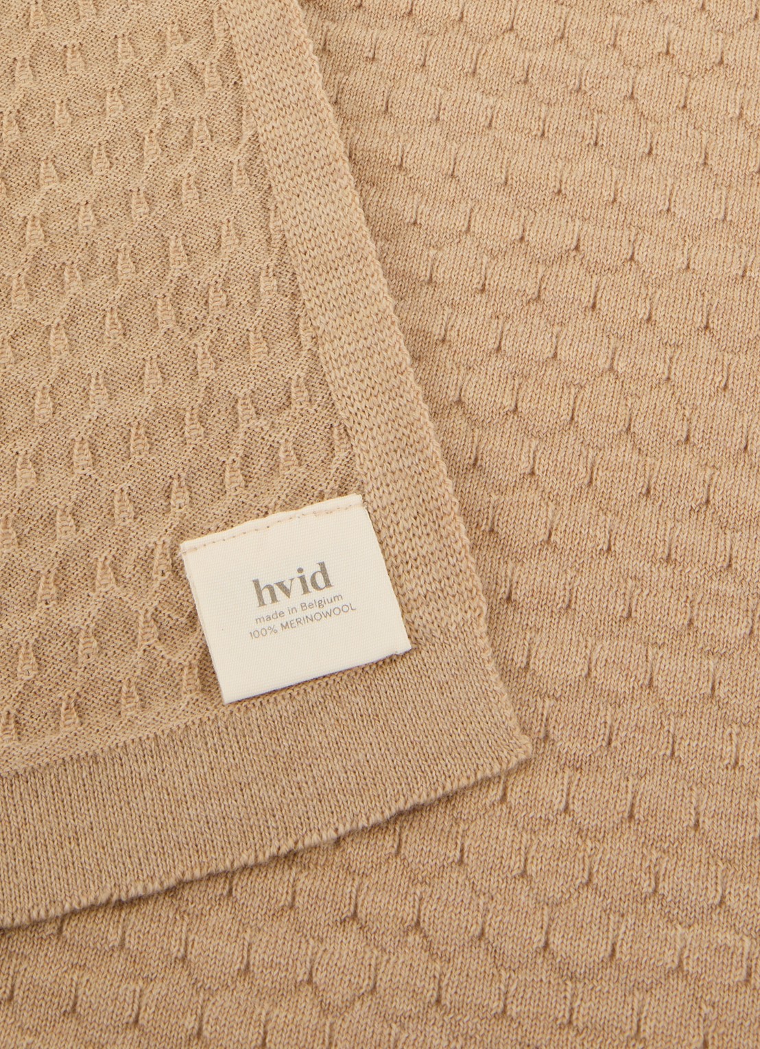 Hvid Frankie wiegdeken van merino wol 70 x 95 cm - detail beige
